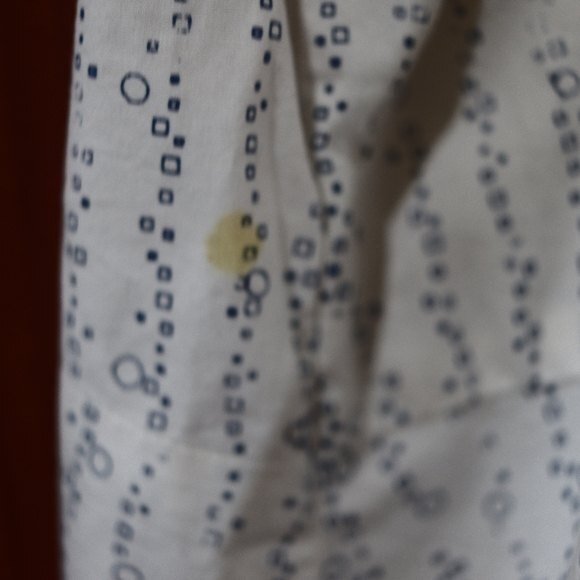 Studio 90 White Button Up Short Sleeve Geometric Print Top LG - Picture 7 of 9